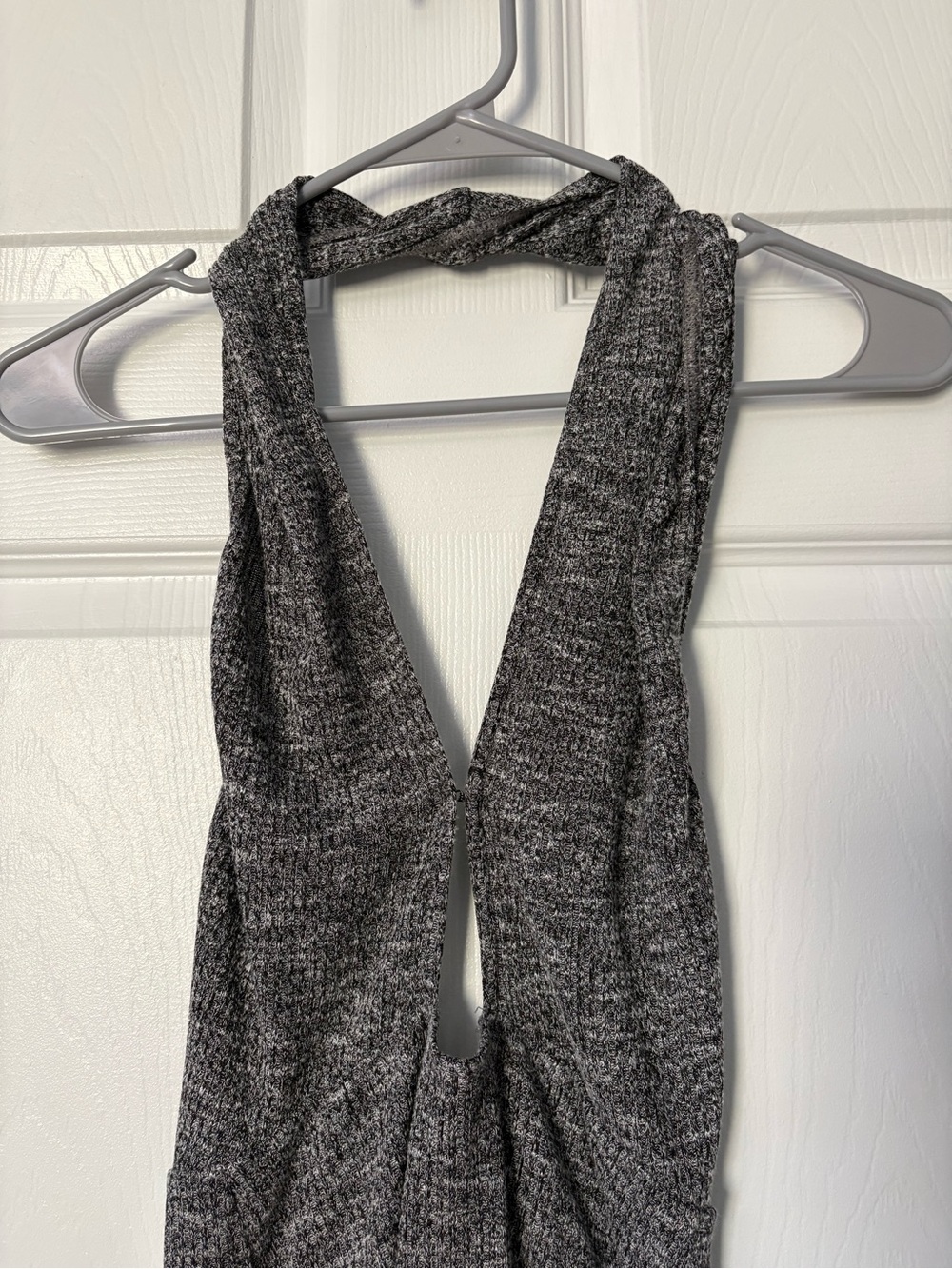 Express Black and Gray Knit Halter Bodysuit